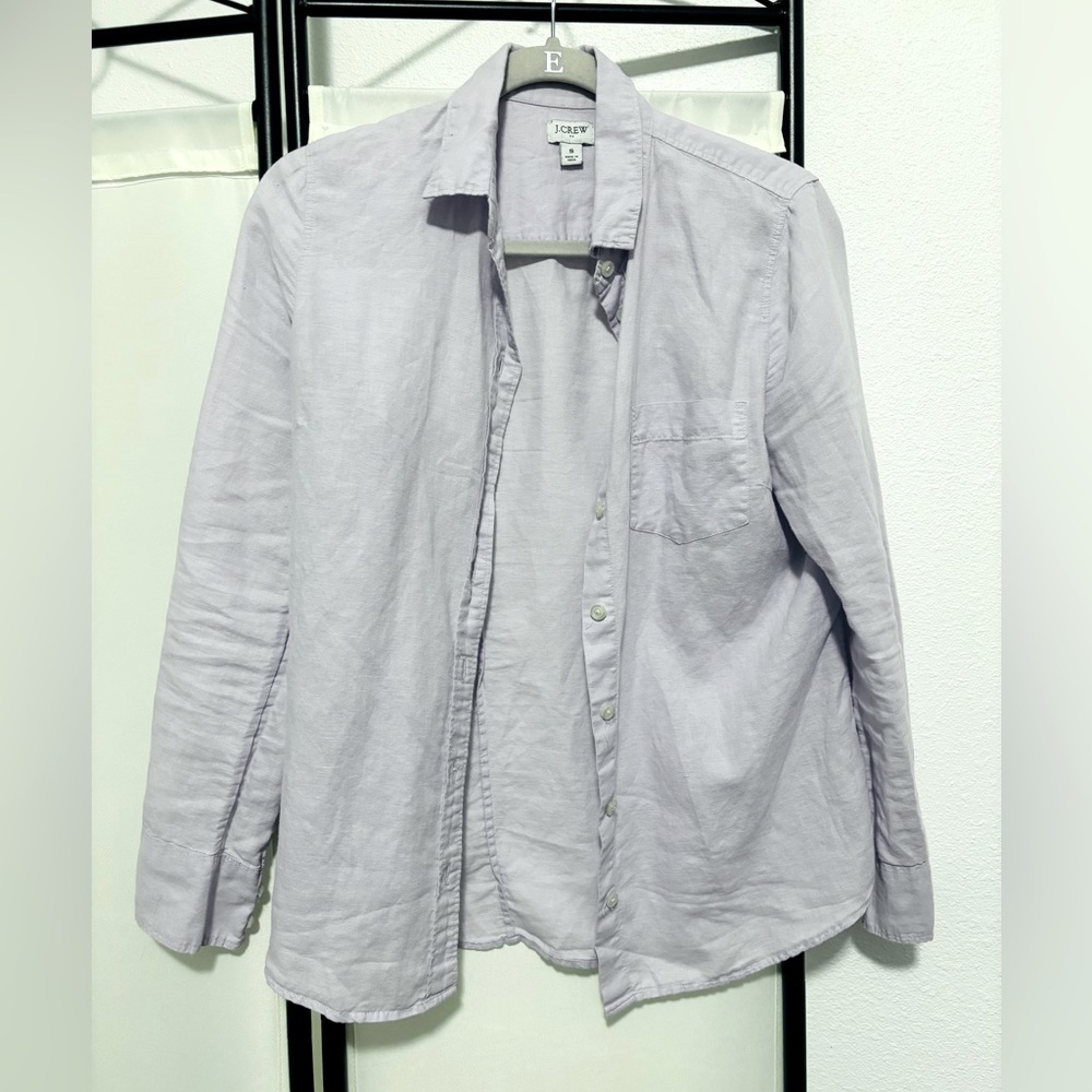 J. Crew linen-cotton shirt Signature Fit in lavender - Picture 2 of 5